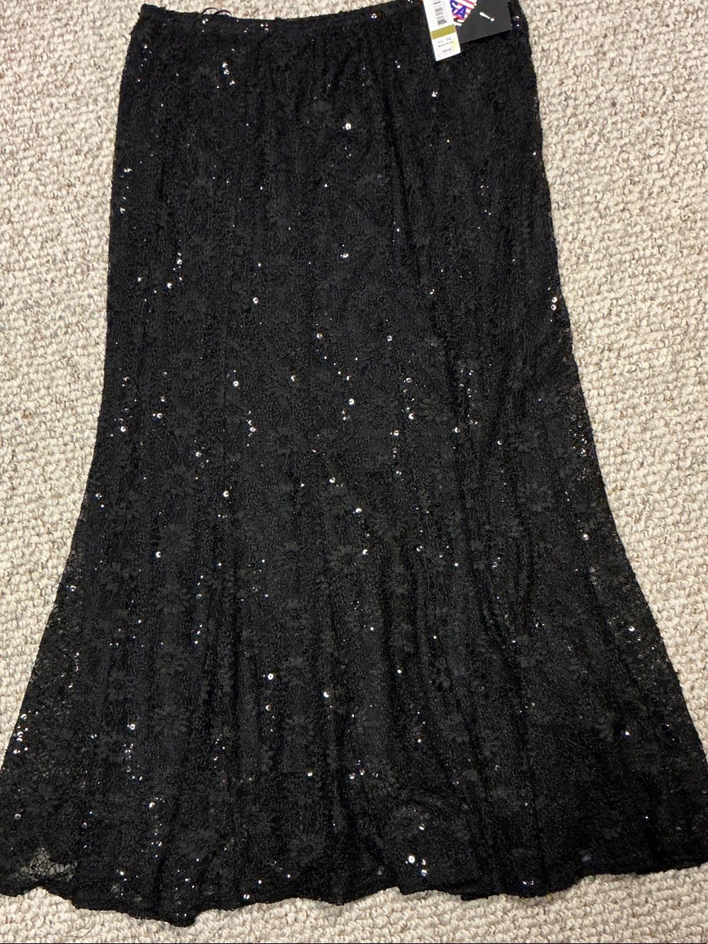 R&M Richards Black Sequin Maxi Skirt. NWT